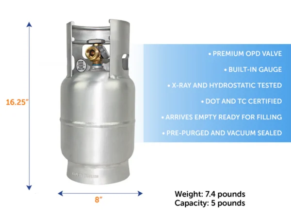 Flame King Lightweight 5lb Aluminum Propane Tank LP Cylinder with OPD & Gauge - Image 6